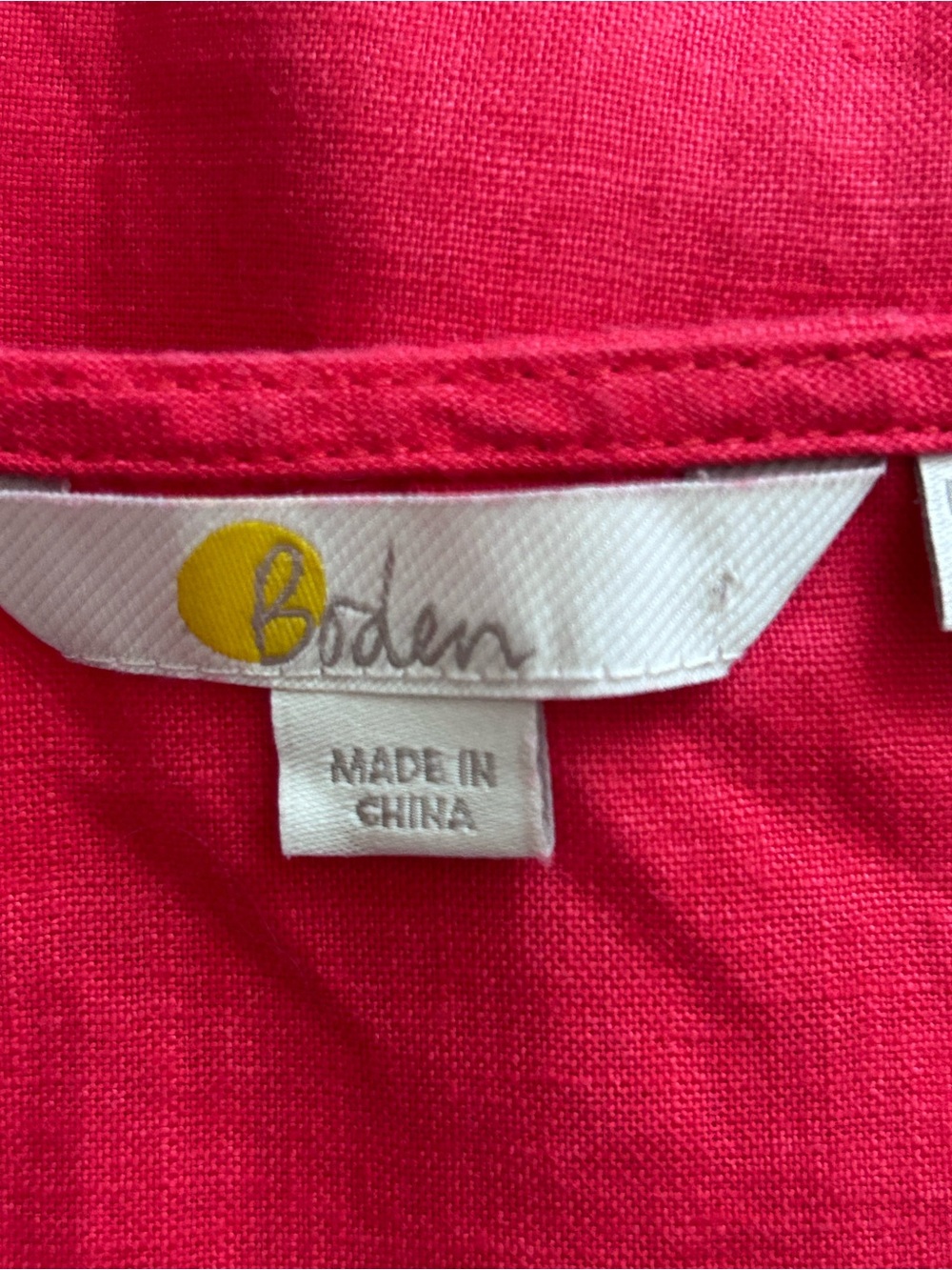 Boden Red V-Neck Linen Puff Sleeve Top - Picture 4 of 9